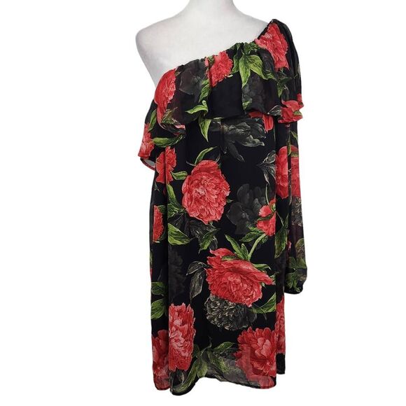 ee:some Red Floral One Shoulder Dress NWT Size Large Wedding Guest Dress - Picture 1 of 10